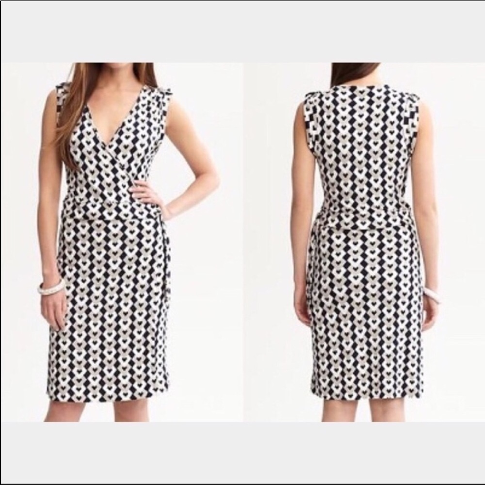 Banana Republic wrap dress chain design black white gray size xs - Picture 2 of 9